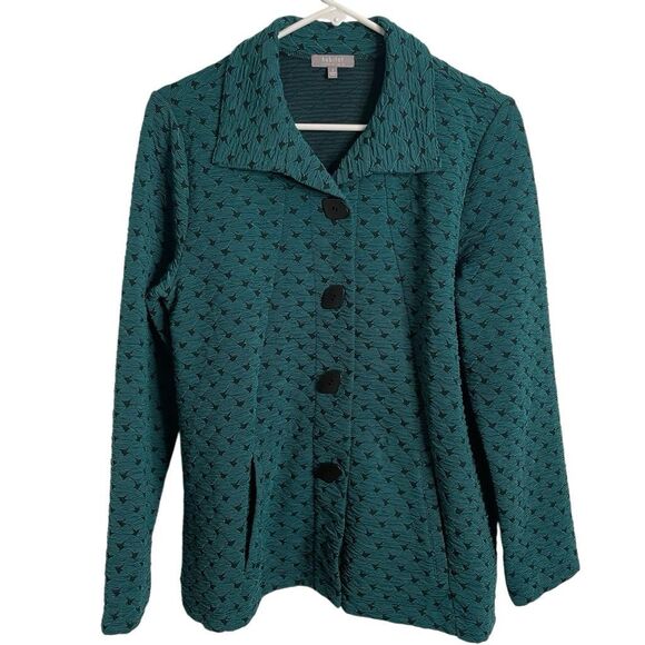 Habitat Womens Basket Weave Jacket S Teal Basket Weave Normcore Button Front - Picture 1 of 7